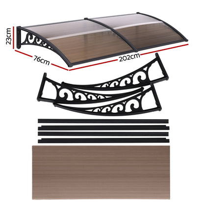 Instahut Window Door Awning 0.8mx2m Brown - Image 2