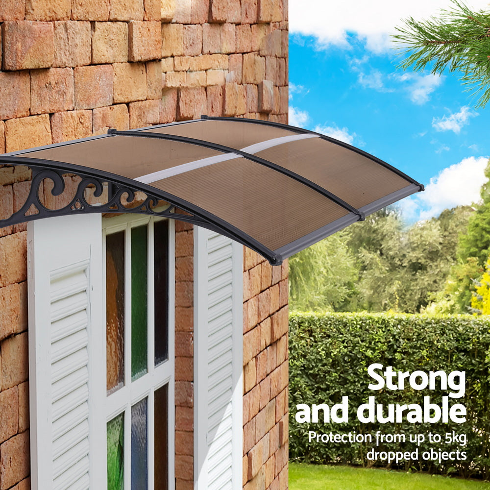 Instahut Window Door Awning 0.8mx2m Brown - Image 5