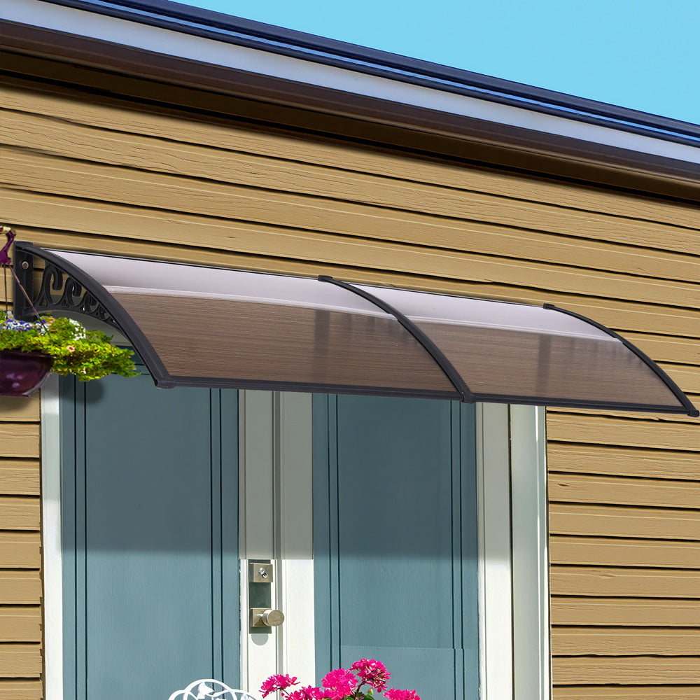 Instahut Window Door Awning 0.8mx2m Brown - Image 7
