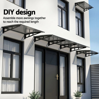 Instahut Window Door Awning Canopy 1m x 3m Grey Solid Sheet Metal Frame - Image 6