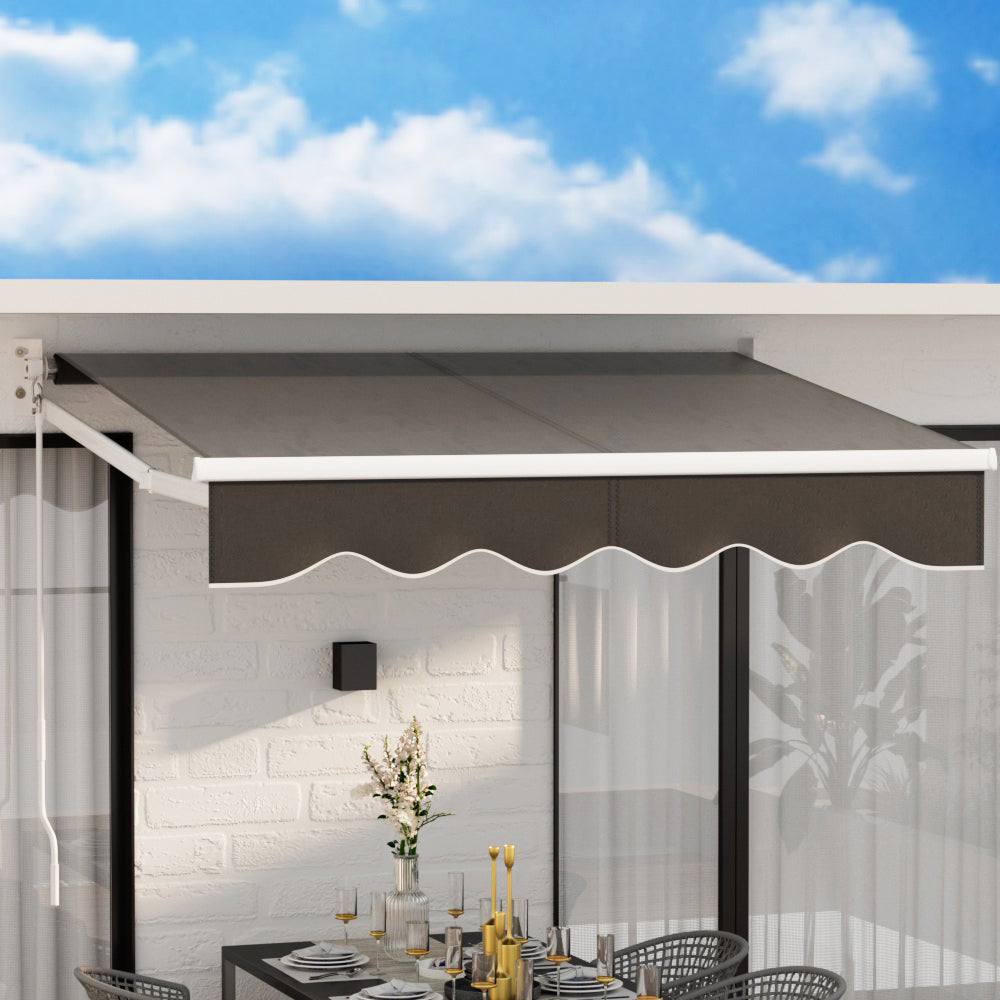 Instahut Retractable Folding Arm Awning Manual Sunshade 2Mx1.5M Grey - Image 5