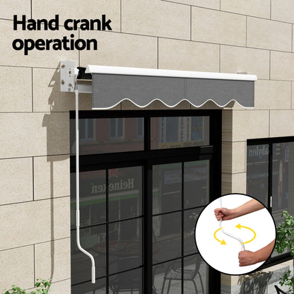 Instahut Retractable Folding Arm Awning Manual Sunshade 2Mx1.5M Grey - Image 7