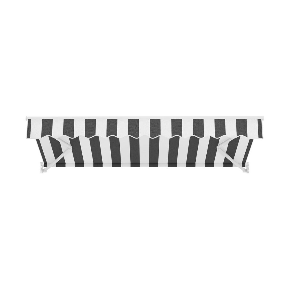 Instahut Retractable Folding Arm Awning Manual Sunshade 2.5Mx2M Grey White - Image 3