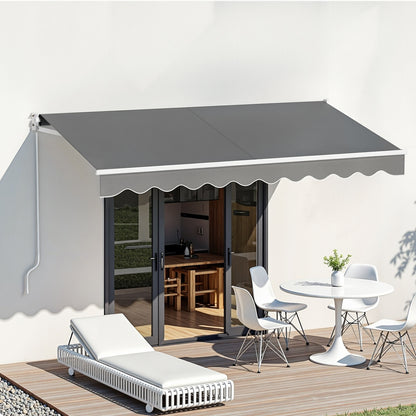 Instahut Retractable Folding Arm Awning Manual Sunshade 3M X 2M Grey - Image 7