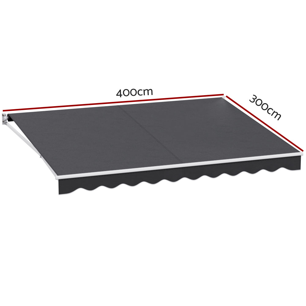 Instahut Retractable Folding Arm Awning Manual Sunshade 4Mx3M Grey - Image 2