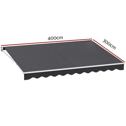 Instahut Retractable Folding Arm Awning Manual Sunshade 4Mx3M Grey - Image 2