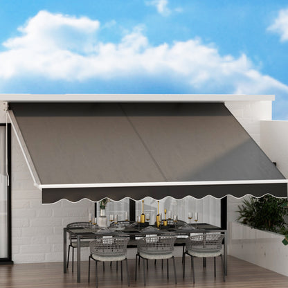 Instahut Retractable Folding Arm Awning Manual Sunshade 4Mx3M Grey - Image 5