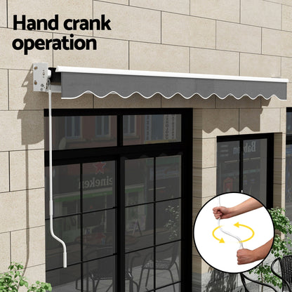 Instahut Retractable Folding Arm Awning Manual Sunshade 4Mx3M Grey - Image 7