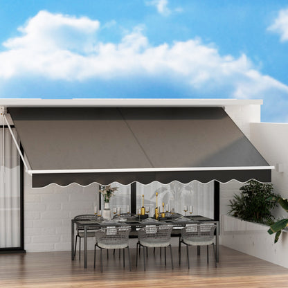 Instahut Retractable Folding Arm Awning Manual Sunshade 4.5Mx2.5M Grey - Image 5
