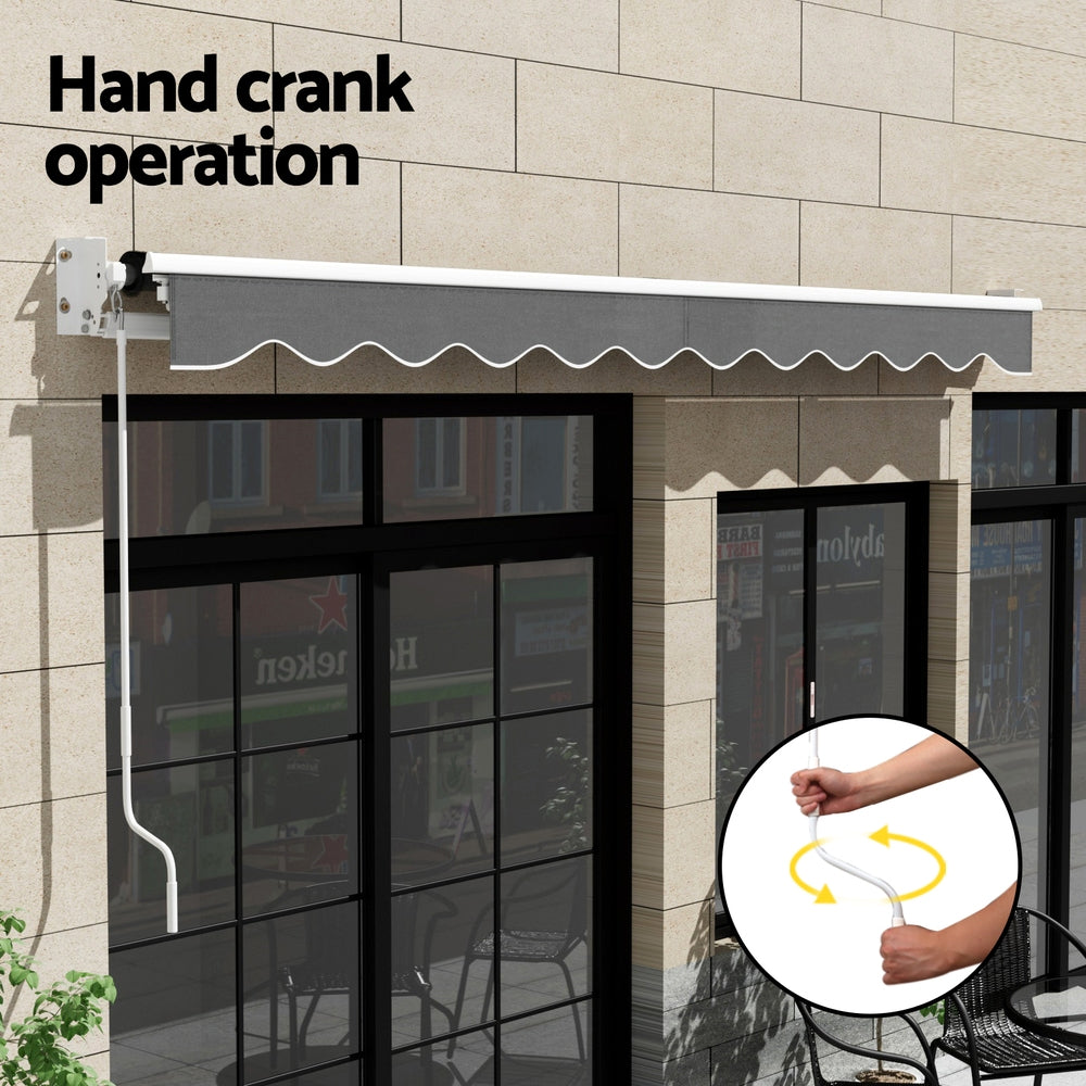 Instahut Retractable Folding Arm Awning Manual Sunshade 4.5Mx2.5M Grey - Image 7