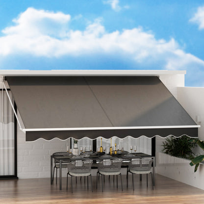 Instahut Retractable Folding Arm Awning Manual Sunshade 4.5Mx3M Grey - Image 5