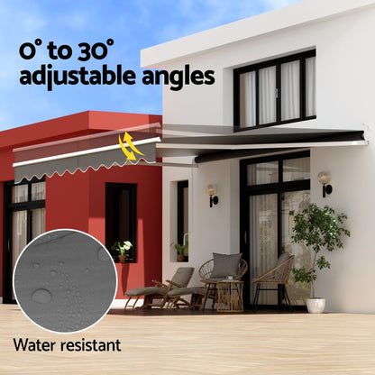 Instahut Retractable Folding Arm Awning Manual Sunshade 4.5Mx3M Grey - Image 6