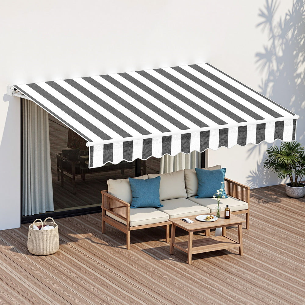 Instahut Retractable Folding Arm Awning Motorised Sunshade 2.5Mx2M Grey White - Image 7