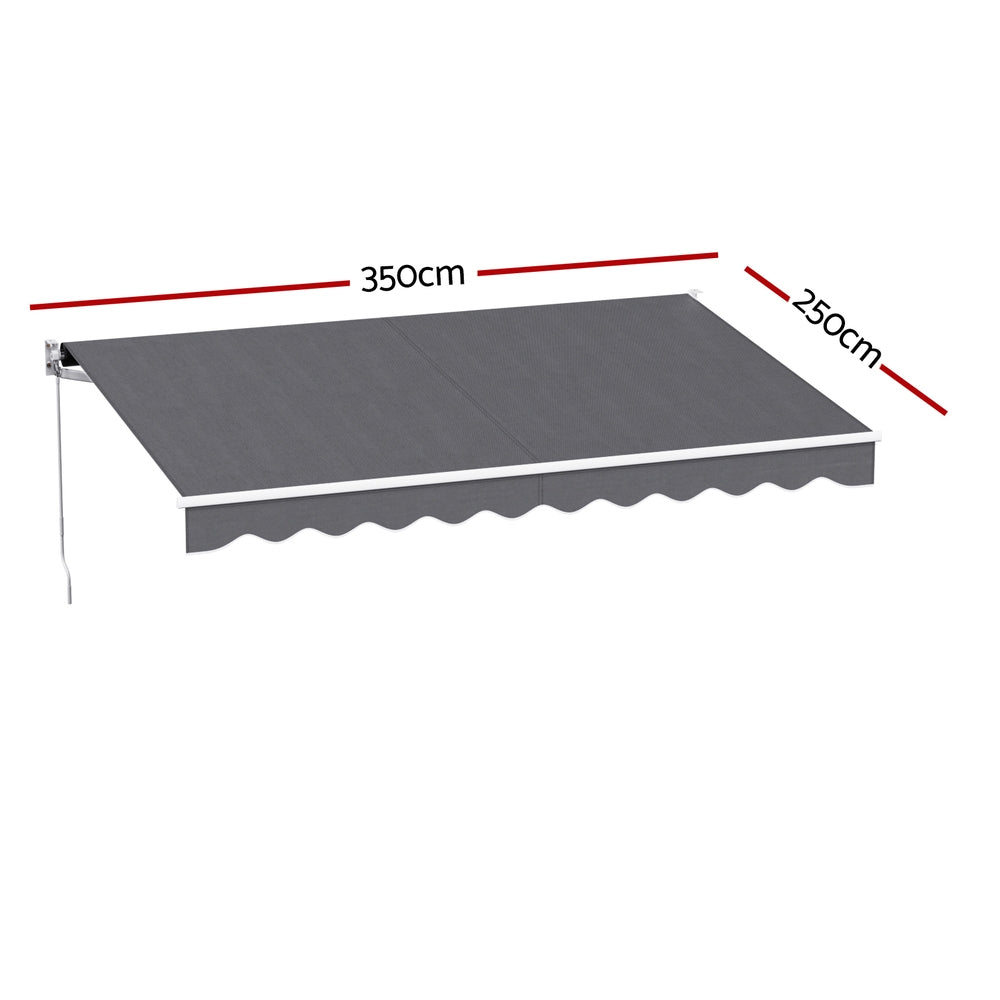 Instahut Retractable Folding Arm Awning Motorised Sunshade 3.5M X 2.5M Grey - Image 2