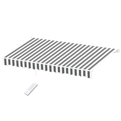 Instahut Retractable Folding Arm Awning Motorised Sunshade 4.5Mx3M Grey White
