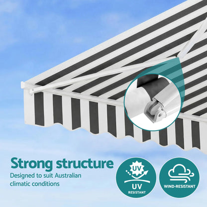 Instahut Retractable Folding Arm Awning Motorised Sunshade 4.5Mx3M Grey White - Image 5
