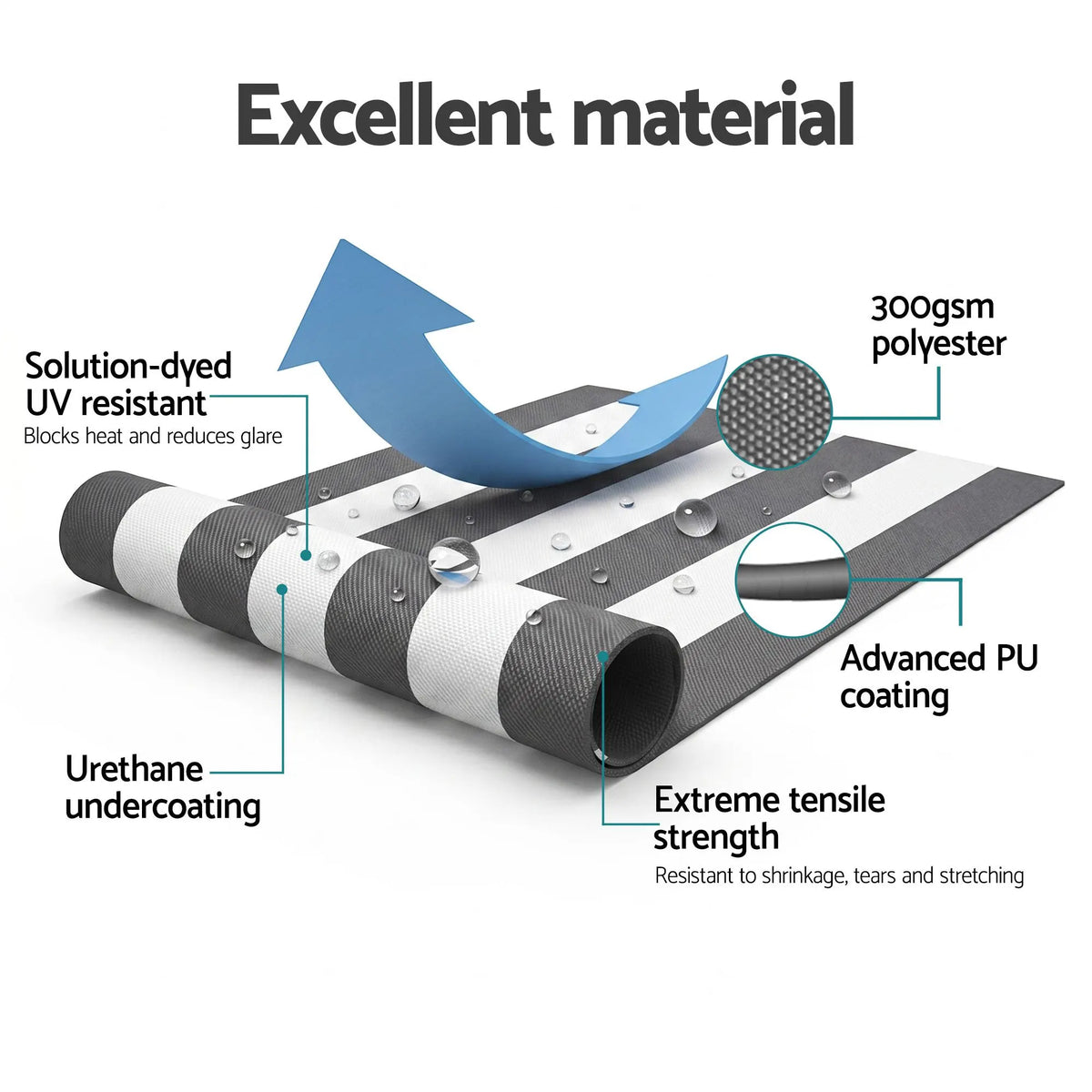 Instahut Retractable Folding Arm Awning Motorised Sunshade 4.5Mx3M Grey White - Image 6