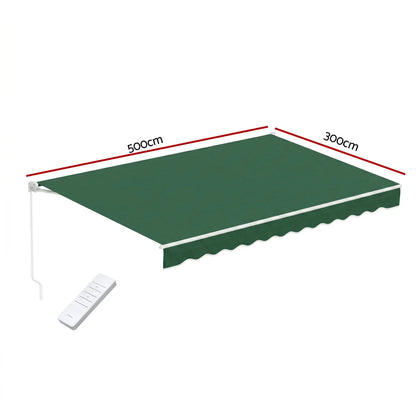 Instahut Retractable Folding Arm Awning Motorised Sunshade 5Mx3M Dark Green - Image 2
