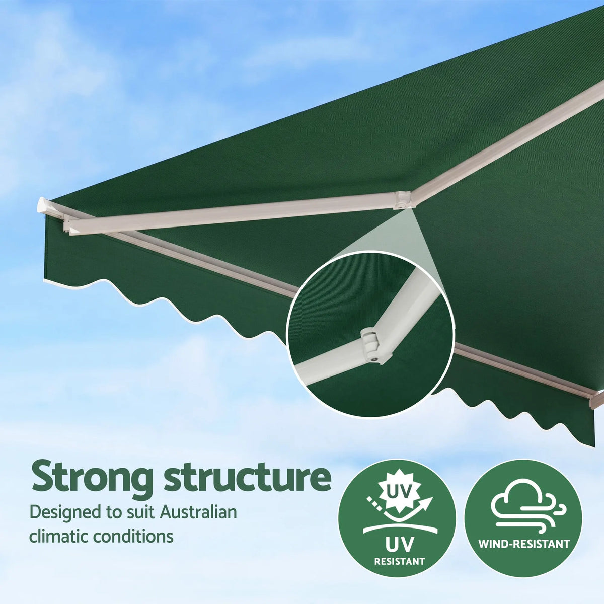 Instahut Retractable Folding Arm Awning Motorised Sunshade 5Mx3M Dark Green - Image 5