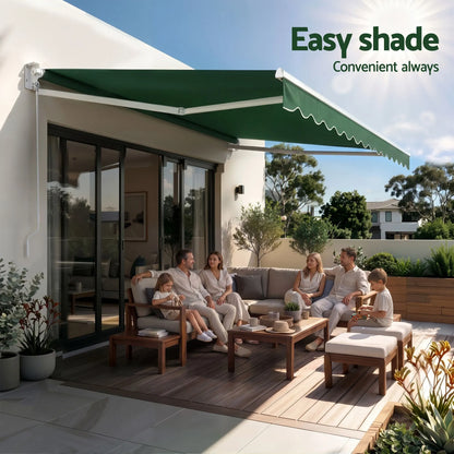 Instahut Retractable Folding Arm Awning Motorised Sunshade 5Mx3M Dark Green - Image 8