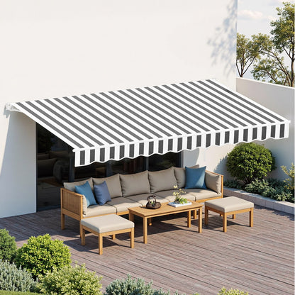 Instahut Retractable Folding Arm Awning Motorised Sunshade 5Mx3M Grey White - Image 7