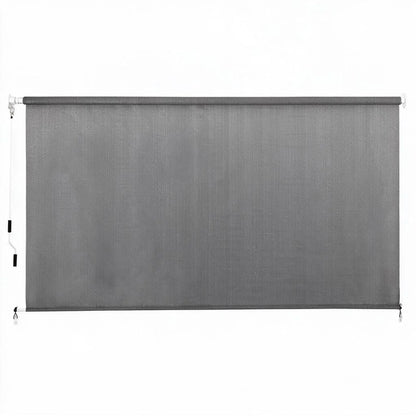 Instahut 3X2.5M HDPE Straight Drop Awning Outdoor Roller Blind Shade Screen Grey - Image 3