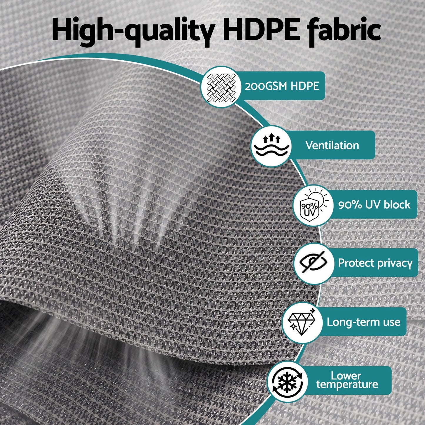 Instahut 3X2.5M HDPE Straight Drop Awning Outdoor Roller Blind Shade Screen Grey - Image 4