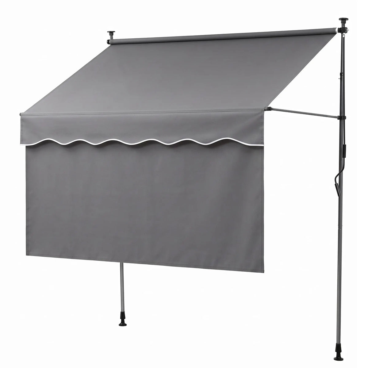 Instahut 2.1M x 1.8M Manual Pivot Arm Awning With Front Curtain Grey - Image 2