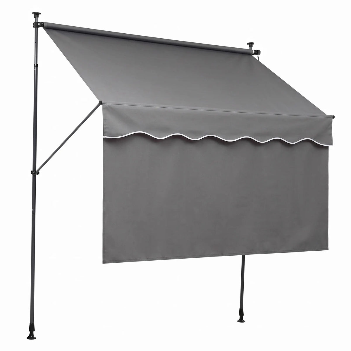 Instahut 2.1M x 1.8M Manual Pivot Arm Awning With Front Curtain Grey - Image 4