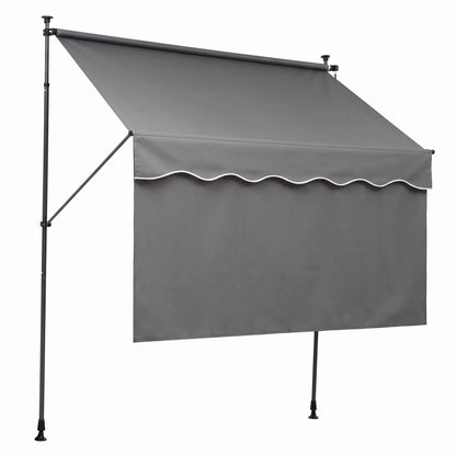 Instahut 2.1M x 1.8M Manual Pivot Arm Awning With Front Curtain Grey - Image 4