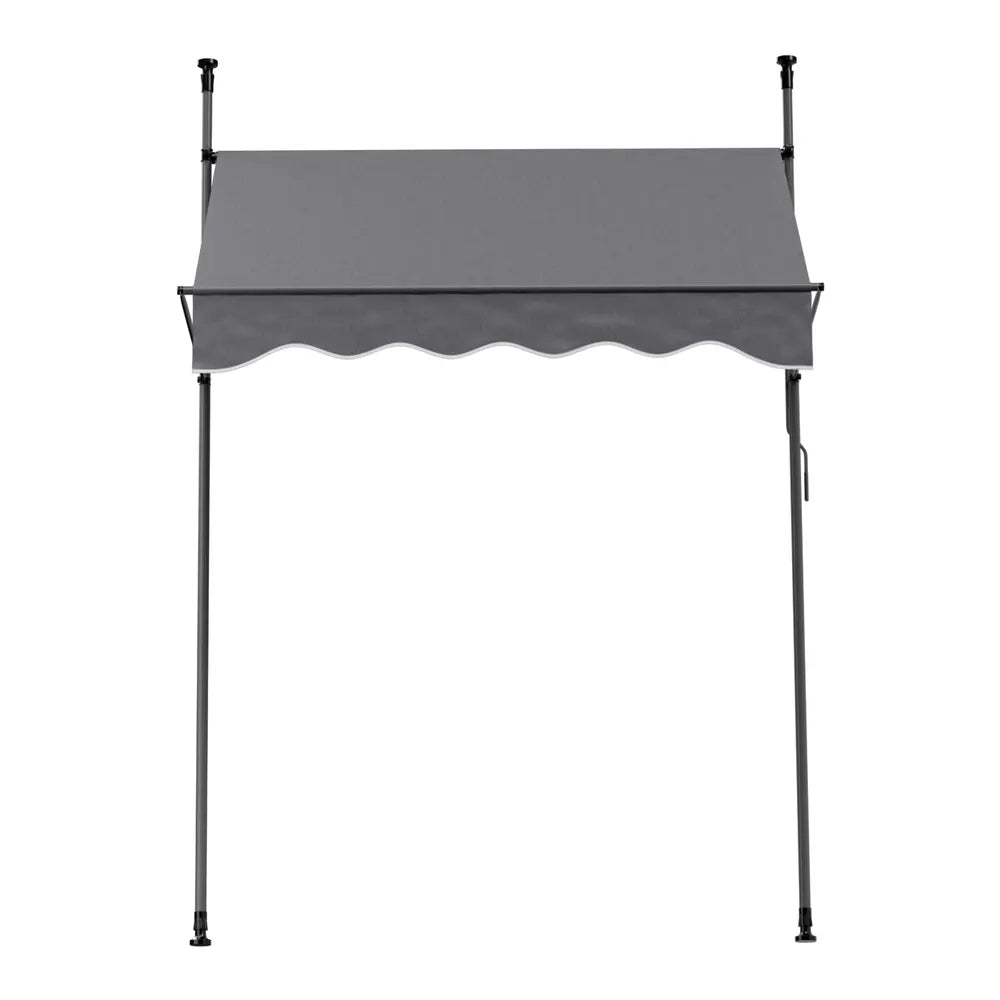 Instahut Window Fixed Pivot Arm Awning Outdoor Door Canopy 2X1.8M Grey - Image 3