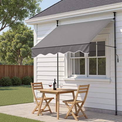 Instahut Window Fixed Pivot Arm Awning Outdoor Door Canopy 2X1.8M Grey - Image 7