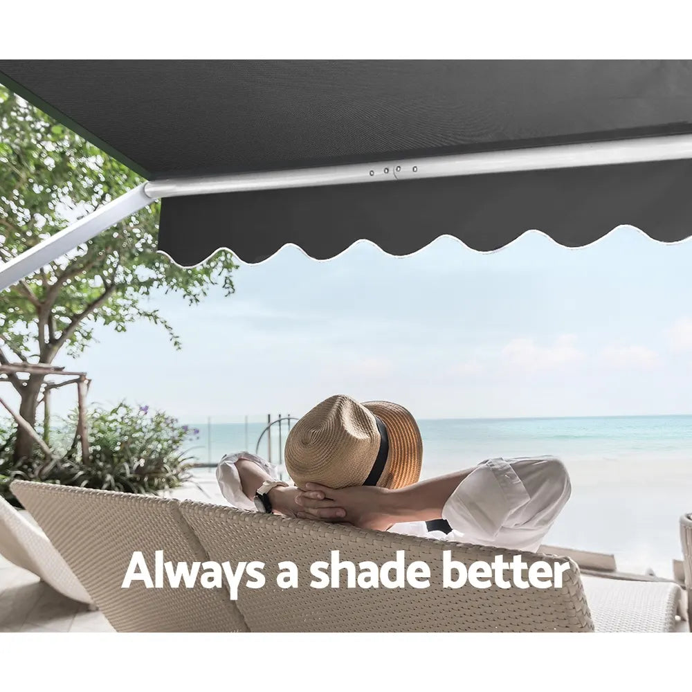 Instahut Window Fixed Pivot Arm Awning Outdoor Blinds Retractable Canopy1.8X2.1M - Image 4