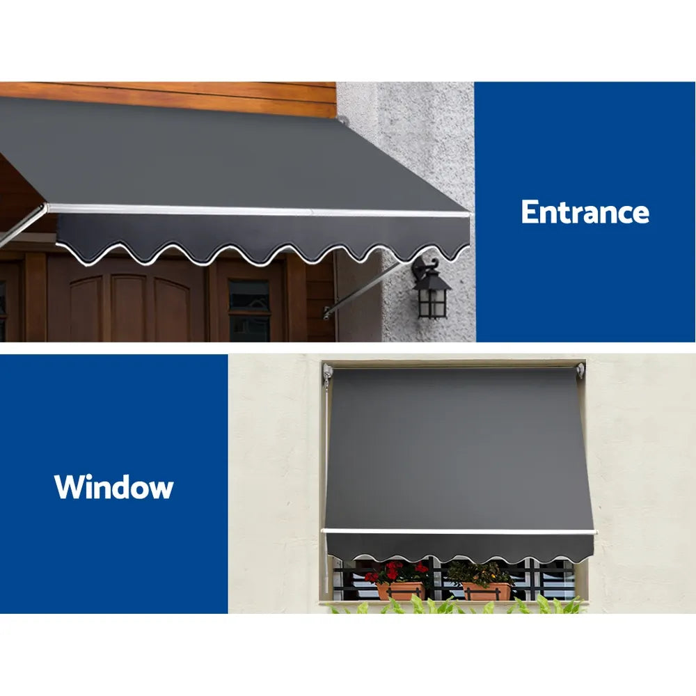 Instahut Window Fixed Pivot Arm Awning Outdoor Blinds Retractable Canopy1.8X2.1M - Image 5