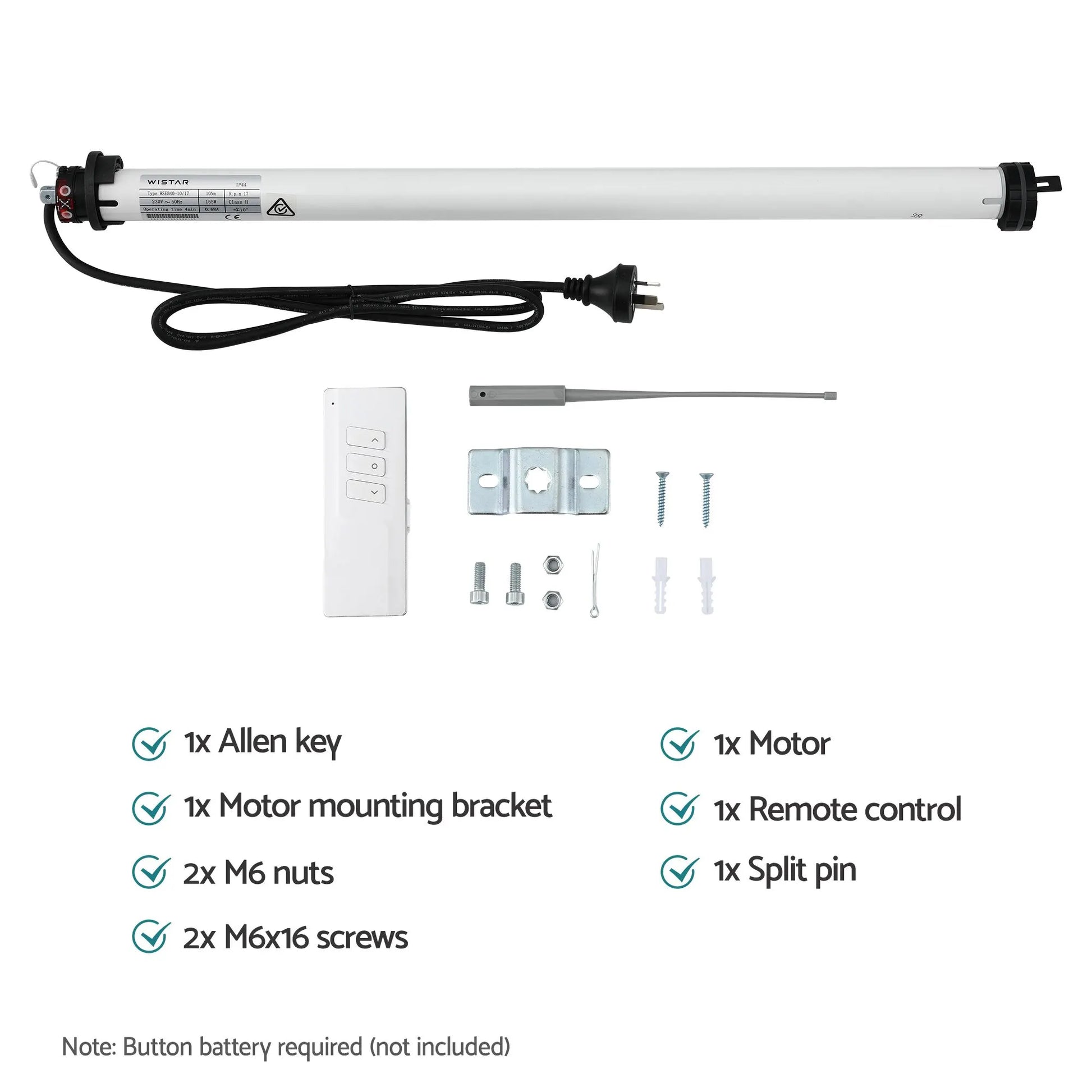 Instahut Pivot Arm Awning Motor Replacement Kit With Remote Control - Image 3