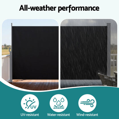 Instahut 1.4X3M Side Awning Retractable Privacy Screen Outdoor Sun Shade Black - Image 7