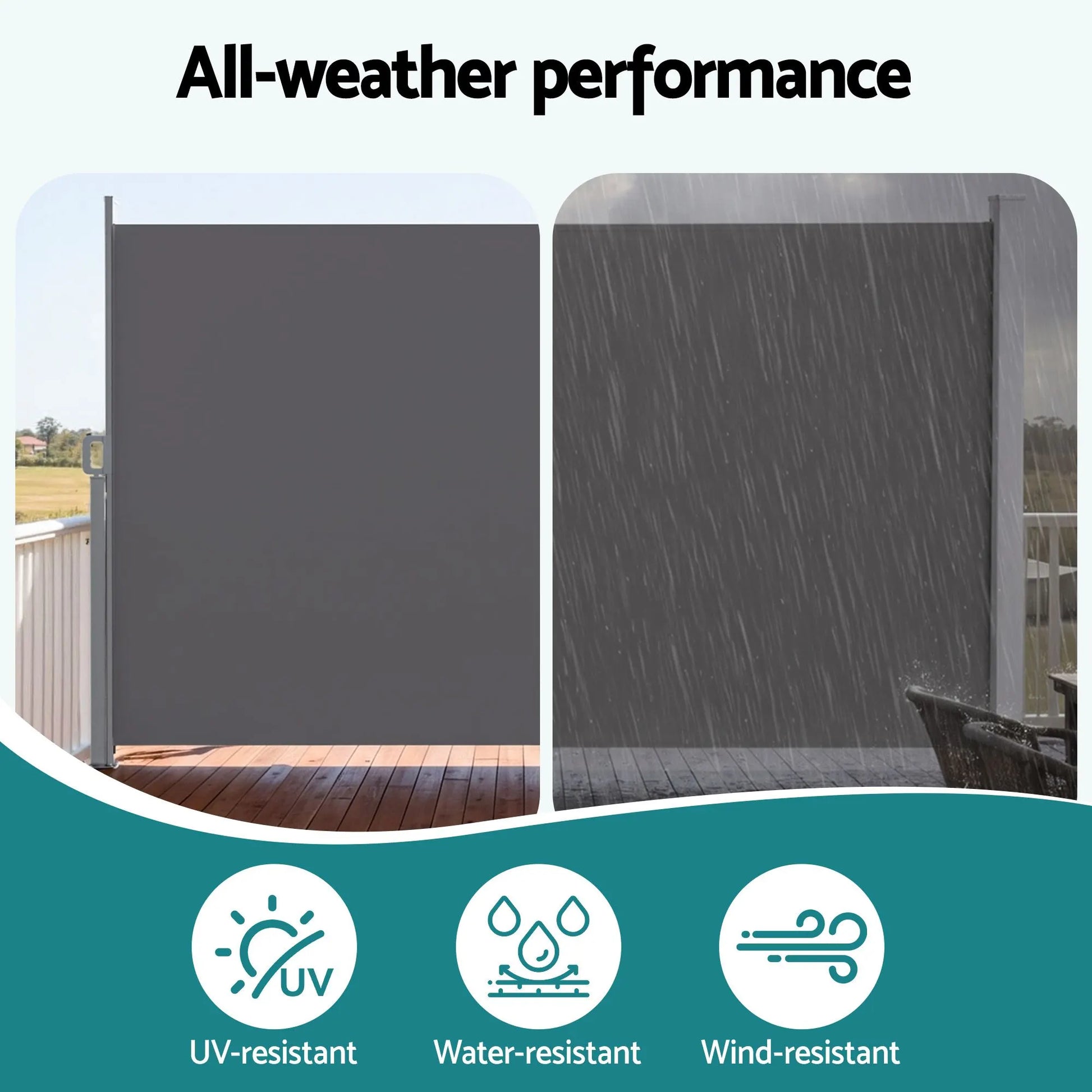Instahut 2X3.5M Side Awning Retractable Privacy Screen Outdoor Sun Shade Grey - Image 7
