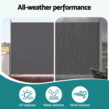 Instahut 2X3.5M Side Awning Retractable Privacy Screen Outdoor Sun Shade Grey - Image 7