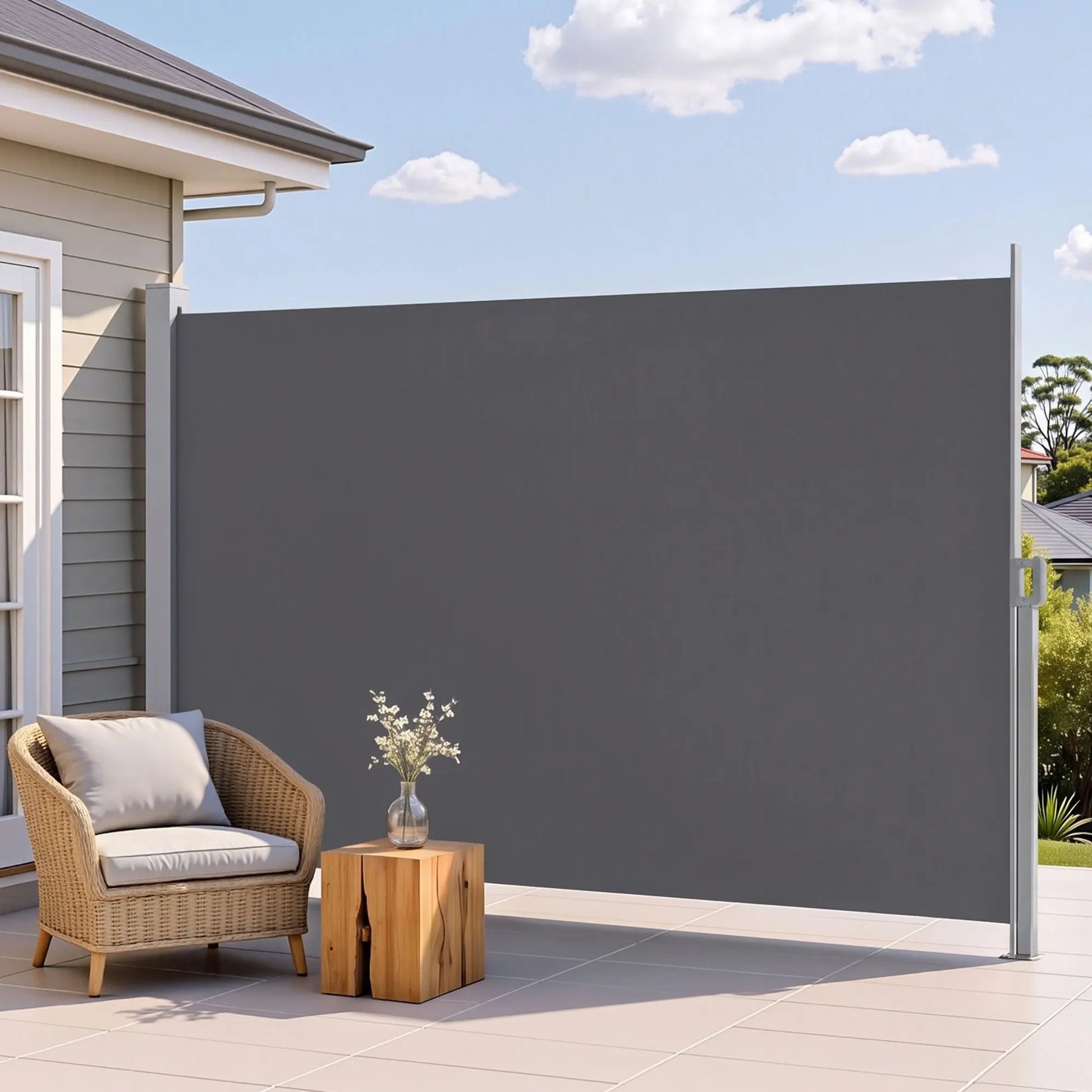 Instahut 2X3.5M Side Awning Retractable Privacy Screen Outdoor Sun Shade Grey - Image 9