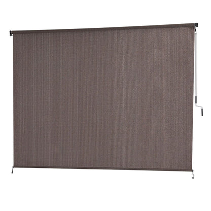 Instahut 3X2.5M Outdoor Blinds Awning Roll Down Retractable Knit Fabric Outdoor Blinds Window Shade Brown - Image 2