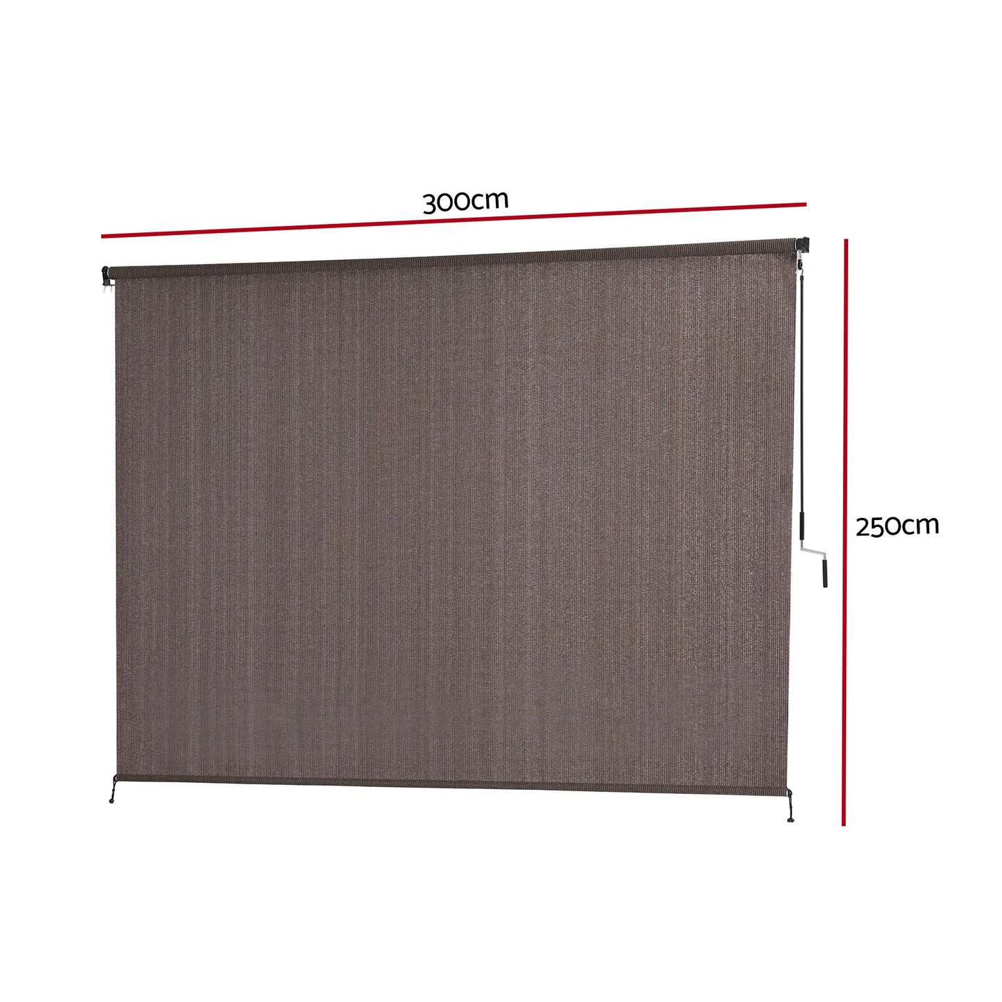 Instahut 3X2.5M Outdoor Blinds Awning Roll Down Retractable Knit Fabric Outdoor Blinds Window Shade Brown - Image 3