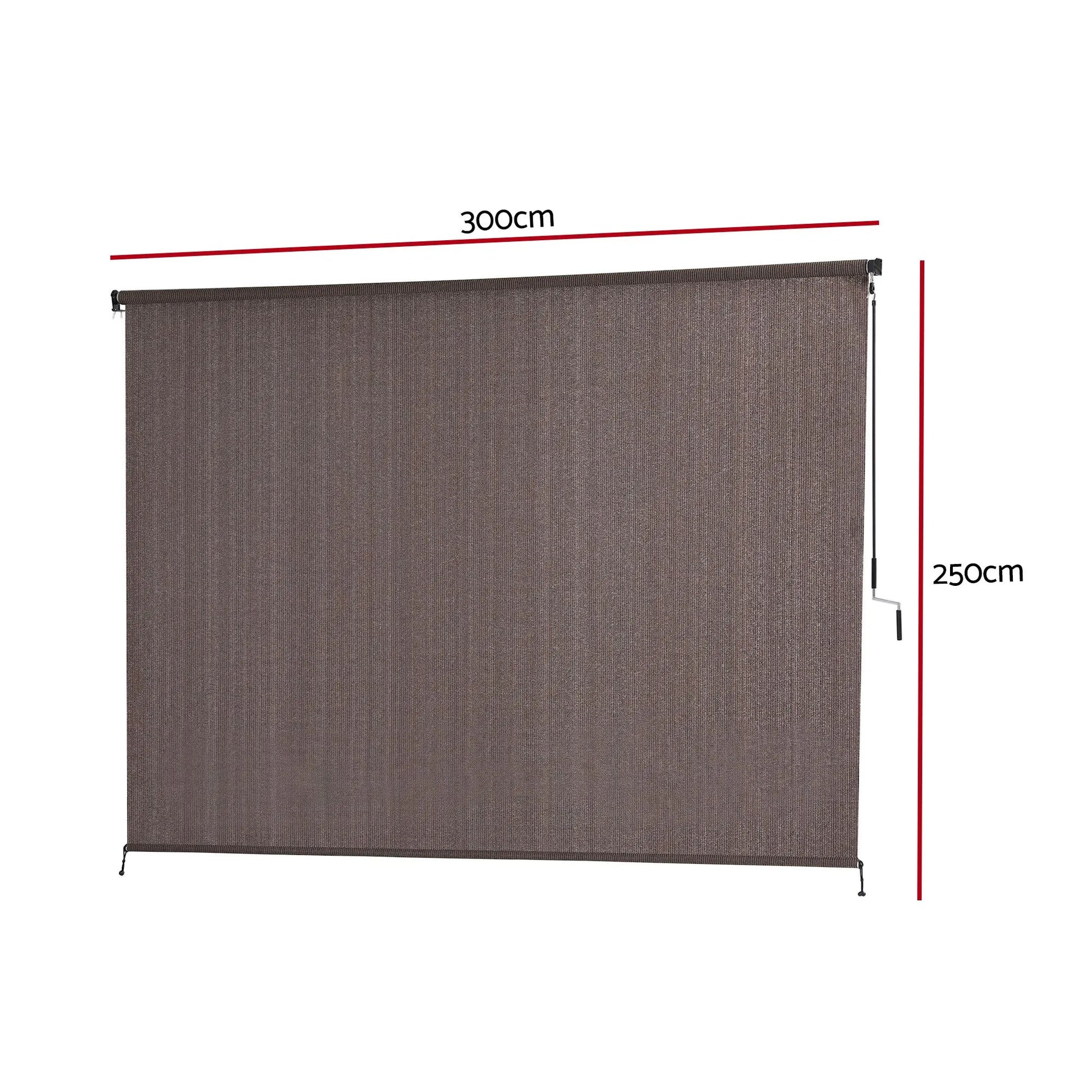 Instahut 3X2.5M Outdoor Blinds Awning Roll Down Retractable Knit Fabric Outdoor Blinds Window Shade Brown - Image 3