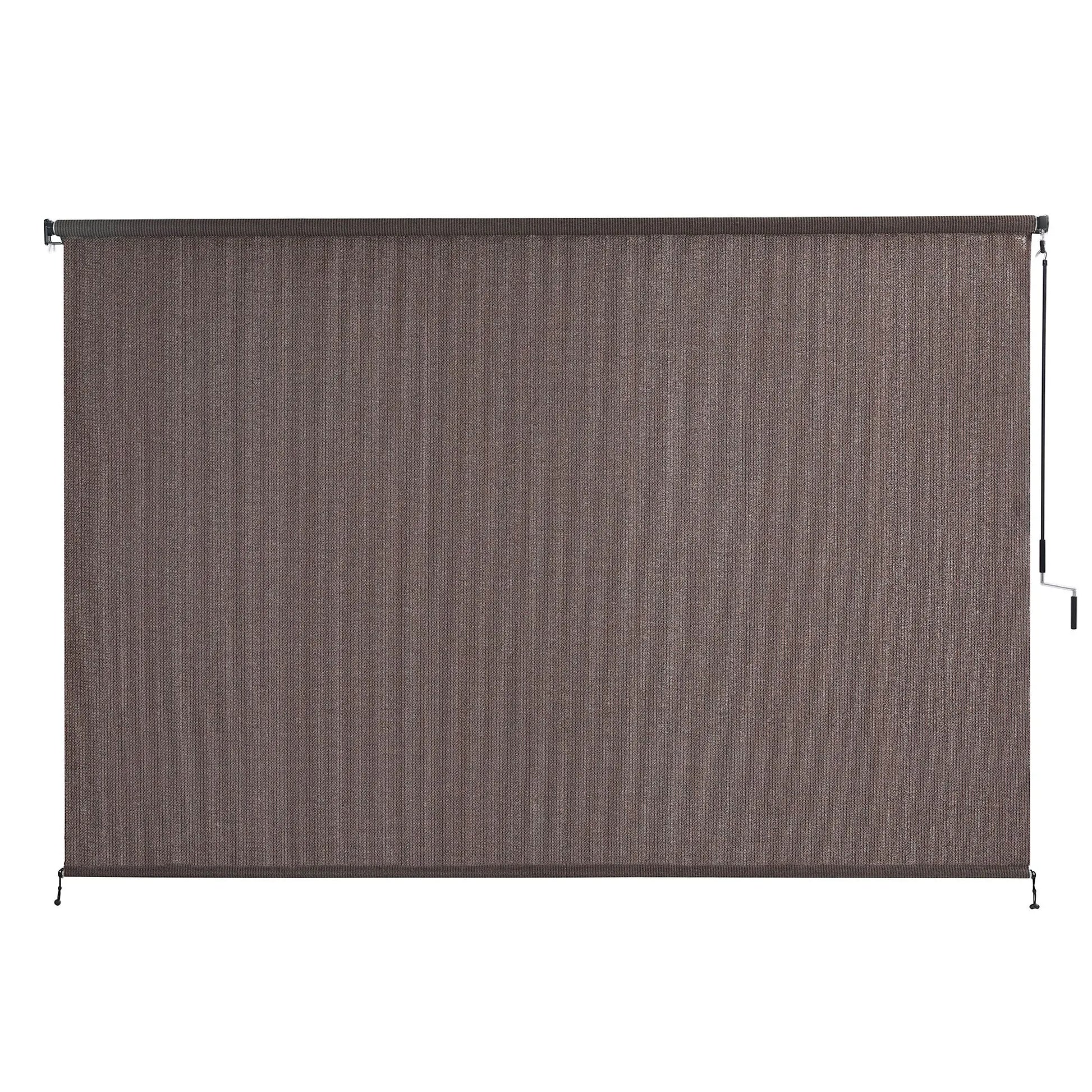 Instahut 3X2.5M Outdoor Blinds Awning Roll Down Retractable Knit Fabric Outdoor Blinds Window Shade Brown - Image 4