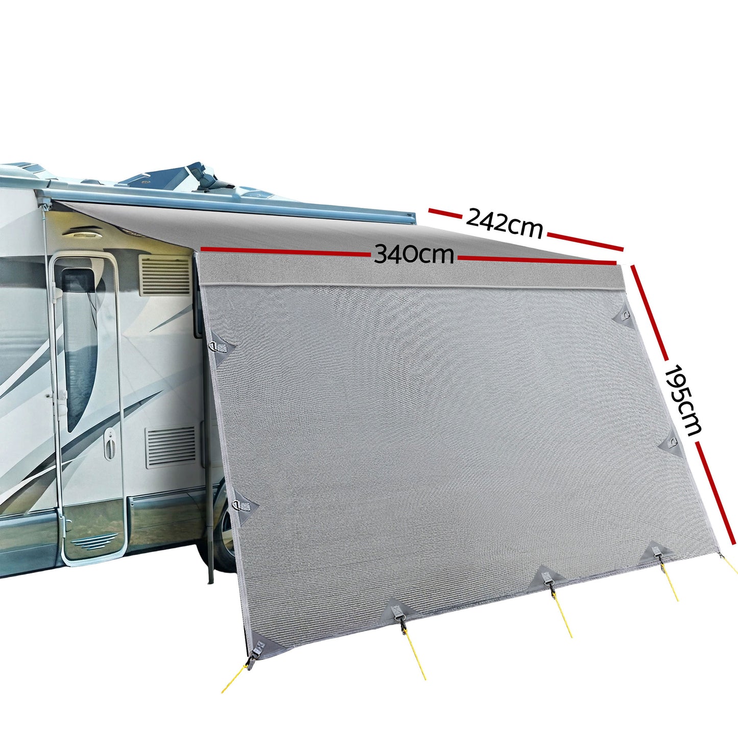 Weisshorn 12ft Caravan Awning Fabric & Privacy Screen RV Roll Out Sun Shade 3.4M - Image 2