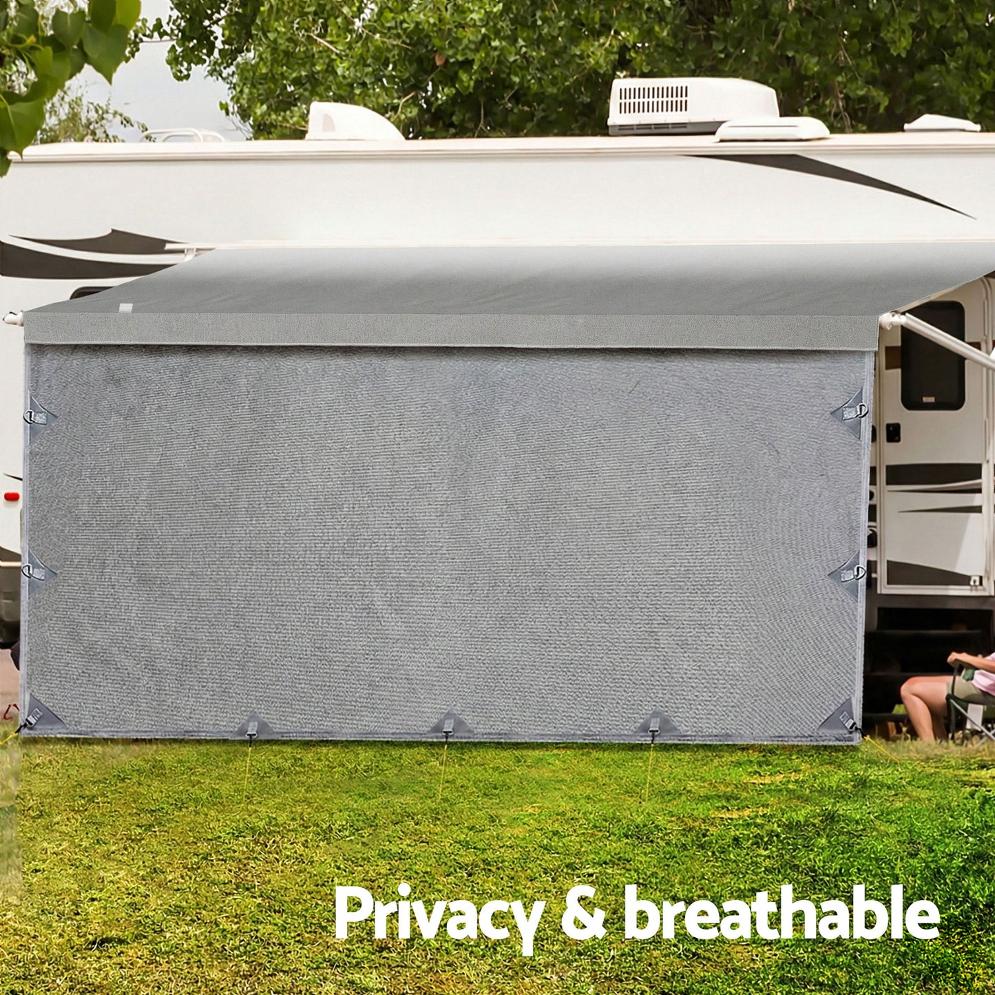 Weisshorn 12ft Caravan Awning Fabric & Privacy Screen RV Roll Out Sun Shade 3.4M - Image 9