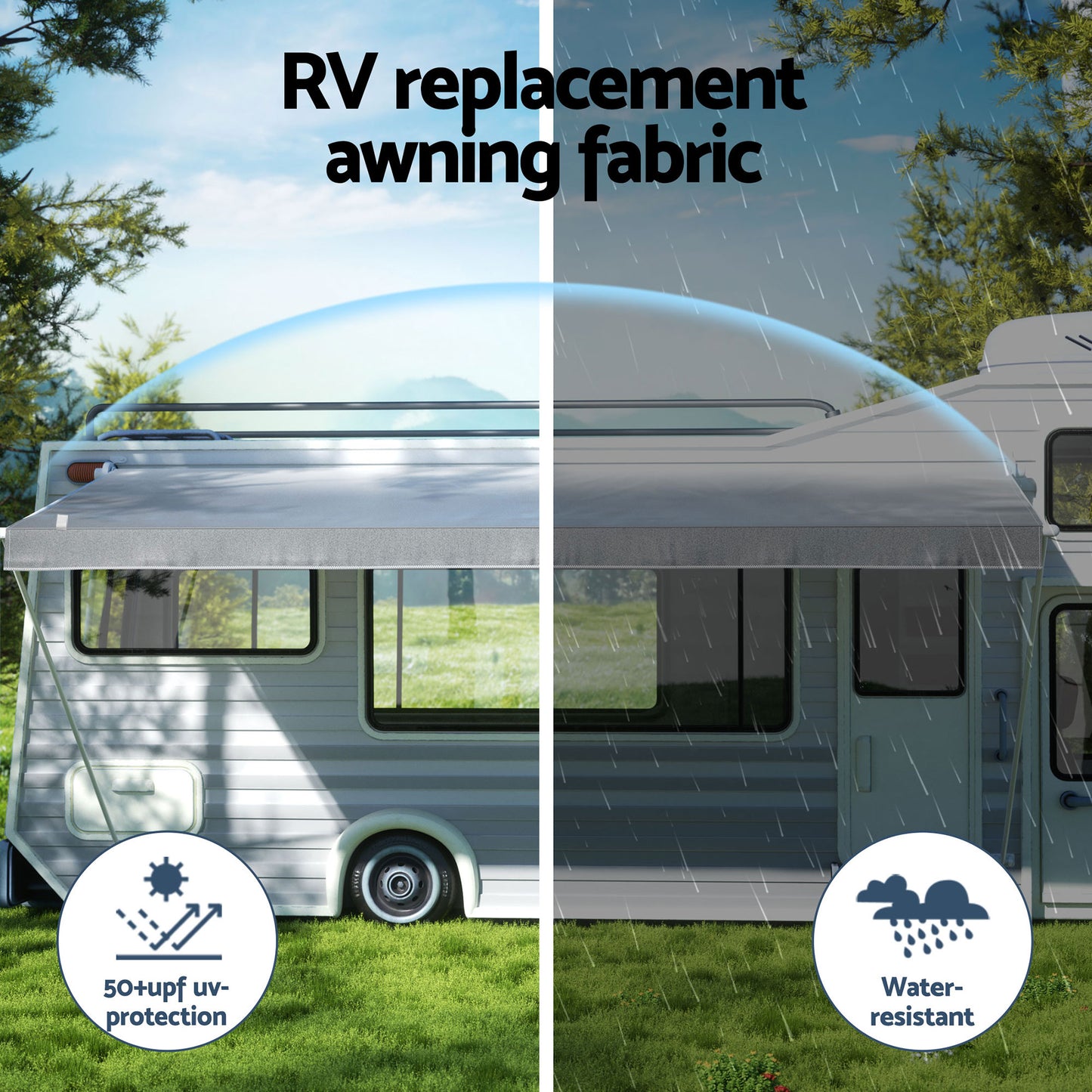 Weisshorn 18ft Caravan Awning Fabric & Privacy Screen RV Roll Out Sun Shade 5.2M - Image 4