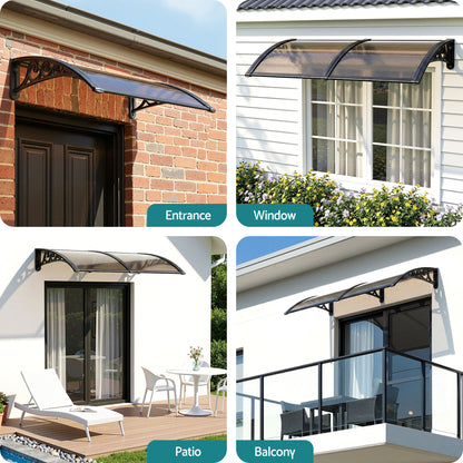 Instahut Window Awning Drainage 0.6mx0.6m Outdoor Brown - Image 5