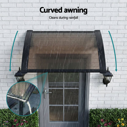 Instahut Window Awning Drainage 0.6mx0.6m Outdoor Brown - Image 7