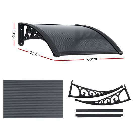 Instahut Window Awning Drainage 0.6mx0.6m Outdoor Grey - Image 2