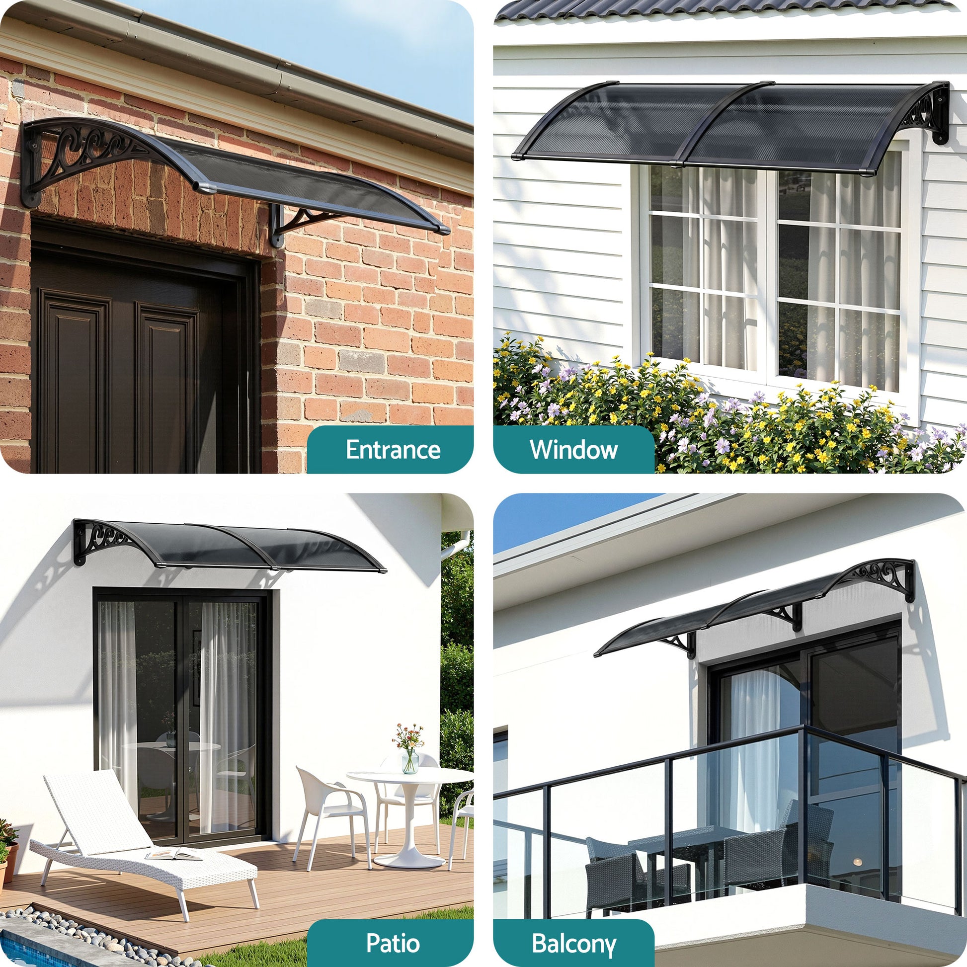Instahut Window Awning Drainage 0.6mx0.6m Outdoor Grey - Image 5